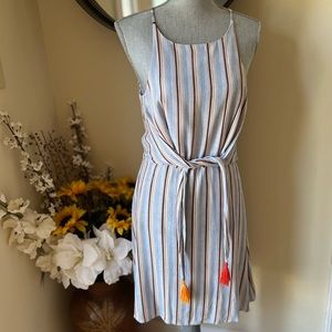 NWT THML Striped Spaghetti Strap Front Tassel Tie Dress.  Size Small